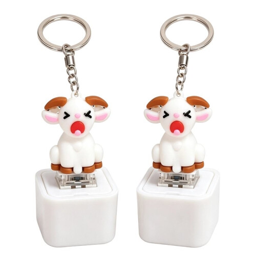 2pcs Cute Sheep Button Toys - Mechanical Keyboard  Tester & Light- Keychain Stress Relief