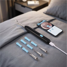 Wireless Ear Wax Removal with Camera Rechargeable Ear Cleaner HD Check Camera with Ear Spoon Set Canal Clean