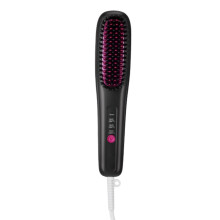 Ionic Hair Straightener Comb - Portable Negative Ion Hair Styling Tool, Adjustable Temperature, Fast Heating Black-EU