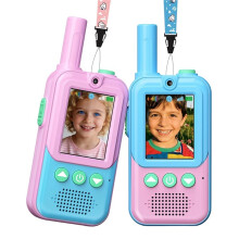 Lot de 2 Talkies-Walkies Vidéo Rechargeables pour Enfants, avec Caméra HD et 4 Changeurs de Voix pour le Camping et la Randonnée