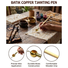 Premium Copper Batik Pen for DIY Tie-Dye, Wax Resist Drawing and Fabric Crafting Application Pen Hand-Drawn Patterns