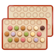 Lot de 2 Tapis de Cuisson en Silicone, Antiadhésifs, Format Demi-Plaque, avec 30 Repères Circulaires, Réutilisables pour Biscuits et Pâtisseries