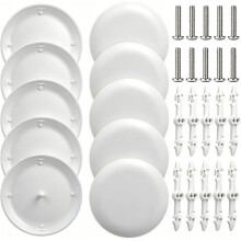 CP3540 Ceiling Cover Plate Kits, 10 Pack 5.38 Inch Round White, Fits 3.5-4" Electrical Boxes, Hides Wires & Holes