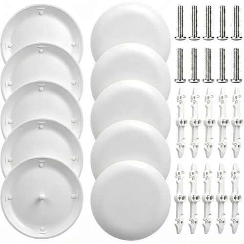 Kit de Placa de Cobertura de Teto CP3540, Pacote com 10 Unidades, Redonda, Branca, 5,38 Polegadas, Compatível com Caixas Elétricas de 3,5 A 4