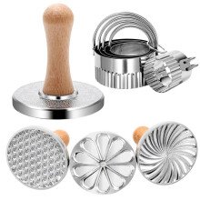 Cookie Stamp and Cutter Set 3 Molds 5 Sizes Biscuit Cutting Tool, Baking Tool Set for DIY Cookies and Desserts