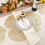 Gold Leaf Vinyl Placemats – 6-Pack Metallic Plastic Wipeable Table Mats 1