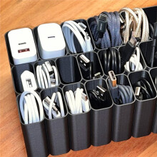 22 Grids USB Cable Storage Box/Tray, Desktop Cable Storage 3D Printing for Desktop Drawers in Homes and Offices