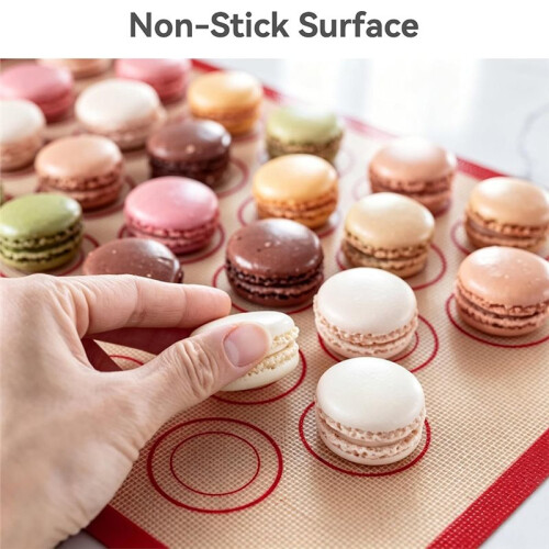 2 Pack Silicone Baking Mats, Nonstick Half Sheet Liners with 30 Circle Guides, Reusable for Cookies and Pastry 1
