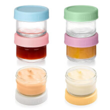 6 Pack 1.7oz Small Glass Jars with Colored Lids - Airtight Sealable Jam, Caviar, Spice, Honey, Small Food Containers