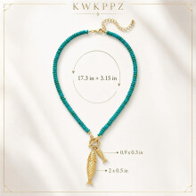 Gioielli A Forma di Pesce per Donna, Collana con Ciondolo A Forma di Pesce con Perline Turchesi, Collana Estiva Boho da Spiaggia, per Compleanno,