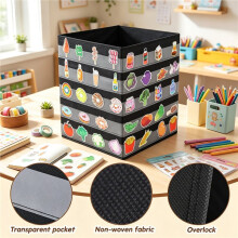 Portable Sticker Display Stand for 4 Inch Stickers, 5 Tier 4 Sided Rack Small Business Display 13 X 17 in