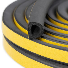 Guarnizione per Porte e Finestre A Forma di D, In Gomma EPDM, 6 Metri Circa - Riempie Ampi Spazi per Porte e Finestre, Colore Nero.