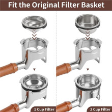 54-mm-Siebträger Ohne Boden für Luxe Café Premier ES601 und Pro ES701, Inklusive Kaffeepuck und Holzgriff