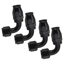 4pcs AN6 Hose Fitting (90-Degree, Black) - Aluminum Fuel Connection Kit,Oil Cooler Fitting