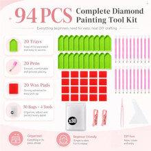 94-Delige Diamond Painting Accessoires Kit 20 Trays en 20 Pennen voor DIY Kunstprojecten, voor Meer Efficiëntie en Organisatie