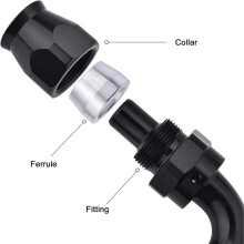 4pcs AN6 Hose Fitting (90-Degree, Black) - Aluminum Fuel Connection Kit,Oil Cooler Fitting