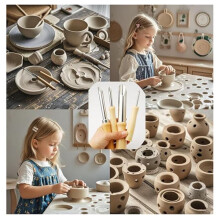 Ensemble de 8 Emporte-Pièces Ronds pour Argile avec Manches en Bois, Kit D'Outils en Acier Inoxydable pour Percer, Sculpter et Travailler la Poterie