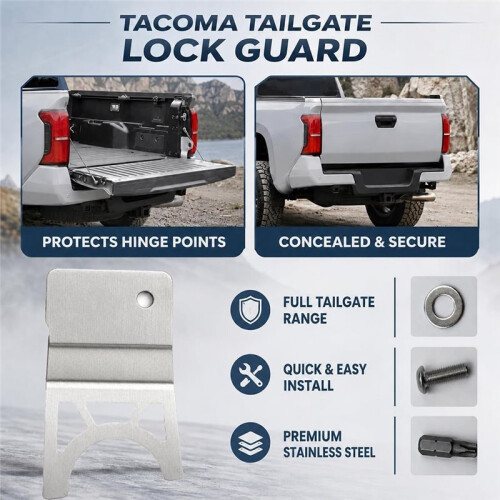 Tailgate Theft Protector Fit for  Tacoma 2024-2026 Equipped with Drill Bits, Screws, Washers 2