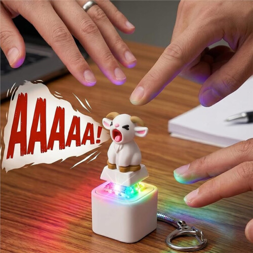 2pcs Cute Sheep Button Toys - Mechanical Keyboard  Tester & Light- Keychain Stress Relief 2