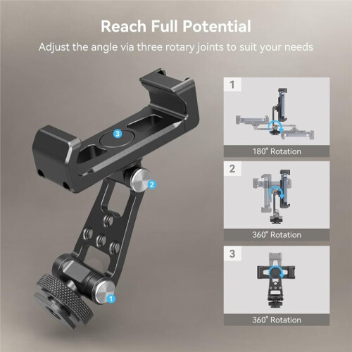 Universal Phone Support with Cold Shoe Mount, Smartphone Holder Adapter Support Free Adjustment Joints, Tripod Mount