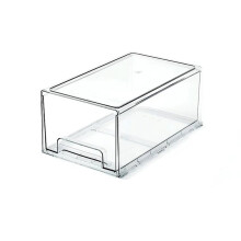 Caixa Organizadora de Mesa Transparente com Gaveta Deslizante para Artigos de Papelaria e Máscaras Faciais, Multifuncional, Extragrande.