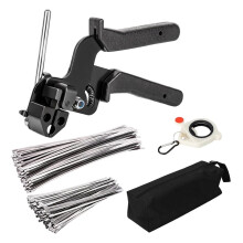 Metal Zip Ties Plier Set with 200Pcs Stainless Steel Cable Ties, Heavy Duty Self-Locking Tool Kit, Black