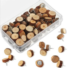 100pcs Natural Wood Slices with Push Pins - Rustic DIY Crafts, Message Board Decor, Cork Board Markers, Photo Wall Art