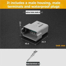 DT Series Waterproof Fixed Flange Connector 12 Pin Male Female Plug Socket for Truck Bus Automotive Wire 22-16AWG