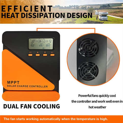 MPPT Charge Controller 40A Controller 18V-100V Solar Panels 12V 24V PV Regulator for Lead-Acid/Lithium