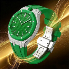 Watch Strap for X AP Royal Pocket Case Stainless Steel Case with Silicone Straps Set Replacement Band