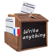 Lockable Wooden Suggestion Box Ballot Box with Chalkboard for Office, School, and Church