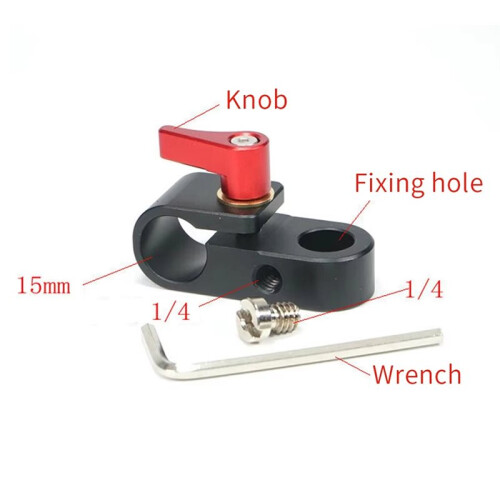 15mm Rail Clamp Mount Rod Holder Single Hole for Quick Release Plate Cage Handle Camera Rig Rod Extension System
