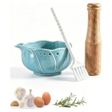 1 Râpe à Ail en Céramique avec Bol à Éplucher - pour L'Ail, le Gingembre, les Aliments pour Bébés, Bol à Râper L'Ail