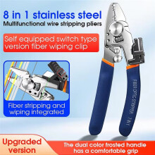 F7 Optical Fiber Stripper FTTH Tool Multi-Functional Stainless Steel Fiber Optic Stripping Pliers with Cleaning Clip