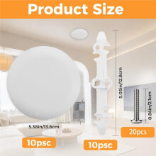 CP3540 Ceiling Cover Plate Kits, 10 Pack 5.38 Inch Round White, Fits 3.5-4" Electrical Boxes, Hides Wires & Holes