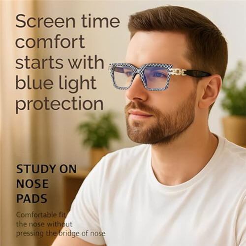 Light Blocking Glasses for Women - Oversized Square Computer Eyewear with Anti Eye Strain A