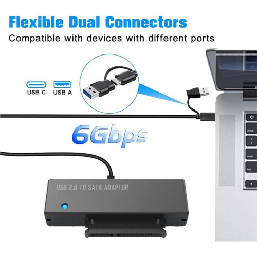 Adaptador USB 3.0 para , Compatível com Discos Rígidos Externos de 2,5/3,5 Polegadas (HDD/SSD) e Unidades Ópticas - Plugue Americano 2