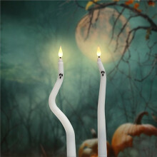 Twisted Halloween Face Spiral Taper Elektroniska LED-Ljus - Kusliga och Roliga Dekorationer för Fester, Spökhus