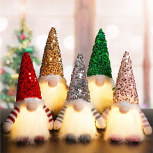 1set Christmas Gnome Plush Decorations, Lighted Swedish Tomte Ornaments, Xmas Plush Gnome Decor Gift Idea