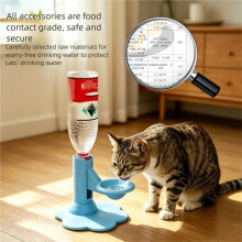 Katzenwasserspender mit Ständer, Auslaufsicher, Höhenverstellbar, Automatische Wassererneuerung, für Drinnen und Draußen (Sockel + Flasche)