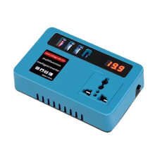 18V-21V Naar 200-240V Accu-Omvormer met 4 USB-Poorten en LED-Verlichting, Slimme Transformator voor 18V-21V Huishoudelijke Omvormer