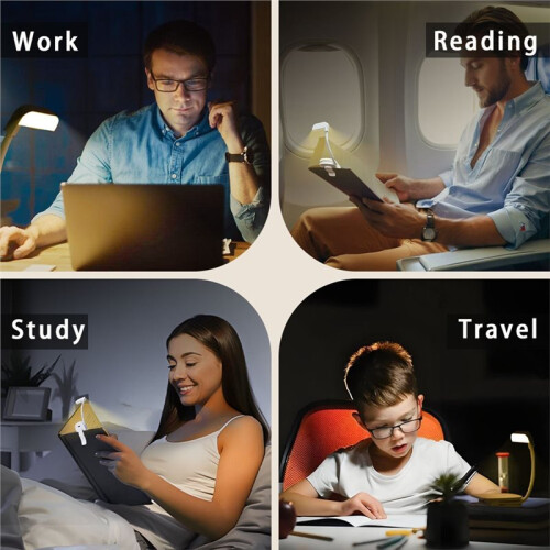 LED Clip- Reading Light - Adjustable, Portable & USB Rechargeable Book Light for Night Reading, Study, Bedside