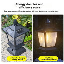 2Pcs Solar Outdoor Post Lights Solar Powered Courtyard Lamp Waterproof Solar Garden Lights for Garden Lawn Pathway Wall