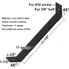 4er-Pack 45-Grad-Winkelverbinder 11-1/8" X 1-1/2" für Pergola-Pfosten, Balken, Holzmöbelreparaturen, Bohrfrei