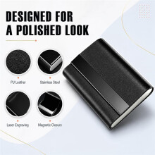 Personalized Business Card Holder Custom,PU Leather Business Card Case, Slim Metal Wallet Brown
