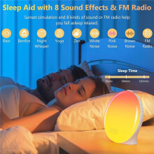 Wake Light Soluppgångsväckarklocka med Nattlampa, FM-Radio, Naturliga Ljud för Tunga Sovare