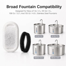 40er-Pack Katzenbrunnenfilter für 108/3,2-Liter- und 67-Oz/2-Liter-Edelstahl-Wasserspender für Haustiere (Katzen-/Hundebrunnenfilter)