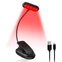 630nm Red Book Light for Reading At Night,Dimmable Reading Lights for Books in Bed, LED Book Lamp Clip ,