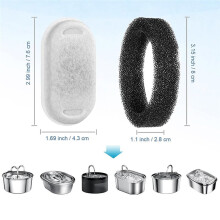 40er-Pack Katzenbrunnenfilter für 108/3,2-Liter- und 67-Oz/2-Liter-Edelstahl-Wasserspender für Haustiere (Katzen-/Hundebrunnenfilter)