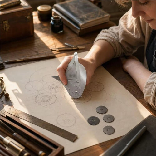 Mechanical Gear Train Ruling Pen Vintage Set Gear Drawing Pen Interchangeable Wheels Gear Train Four Specifications 2